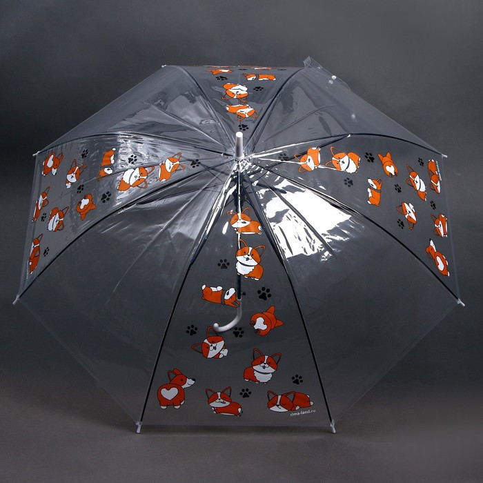 Зонт детский «Корги» полуавтомат, прозрачный, d=90см - фото 4 - id-p211270498