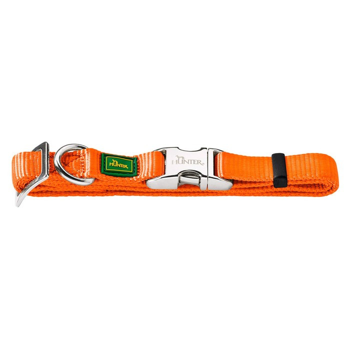 Ошейник нейлоновый для собак Hunter ALU-Strong S, 30-45 см, с металлической застежкой, оранжевый - фото 1 - id-p216659795