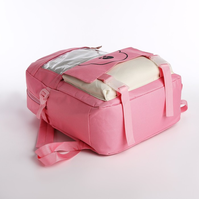 Рюкзак - набор, 30*13*42, отд на молн, 4 н/карм, шопер, сумка, пенал, д/монет, розовый - фото 4 - id-p216661542