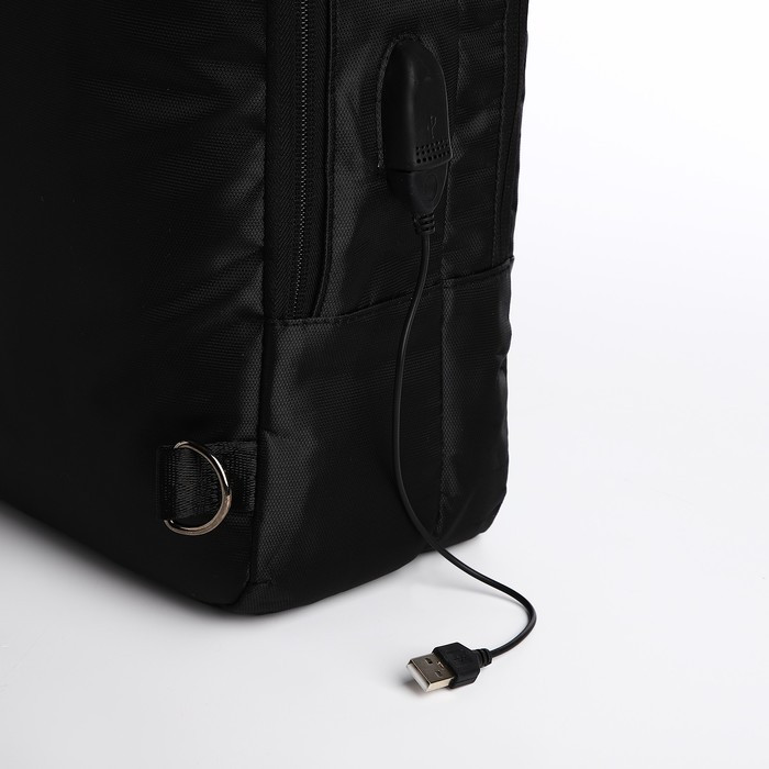 Рюкзак- сумка, 30*8*39, 2 отд на молнии, 2 н/кармана, черный - фото 5 - id-p216661546