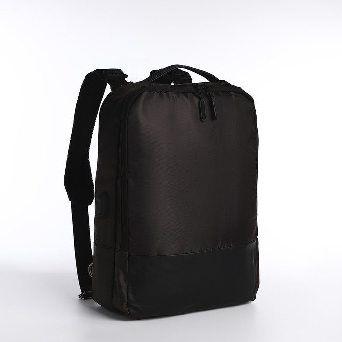 Рюкзак- сумка, 30*8*39, 2 отд на молнии, 2 н/кармана, коричневый - фото 1 - id-p216661547