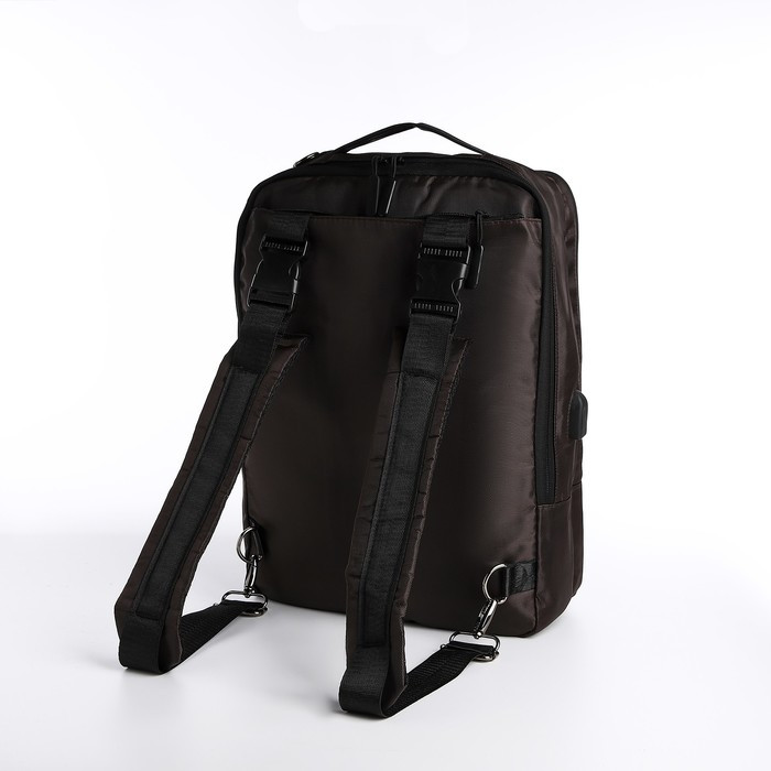 Рюкзак- сумка, 30*8*39, 2 отд на молнии, 2 н/кармана, коричневый - фото 2 - id-p216661547
