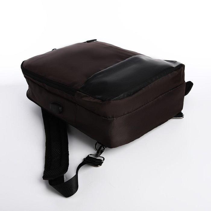 Рюкзак- сумка, 30*8*39, 2 отд на молнии, 2 н/кармана, коричневый - фото 3 - id-p216661547