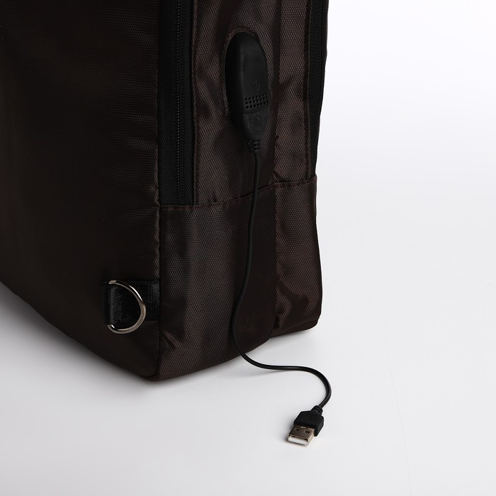 Рюкзак- сумка, 30*8*39, 2 отд на молнии, 2 н/кармана, коричневый - фото 5 - id-p216661547