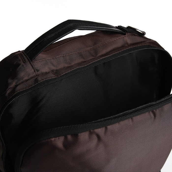 Рюкзак- сумка, 30*8*39, 2 отд на молнии, 2 н/кармана, коричневый - фото 6 - id-p216661547