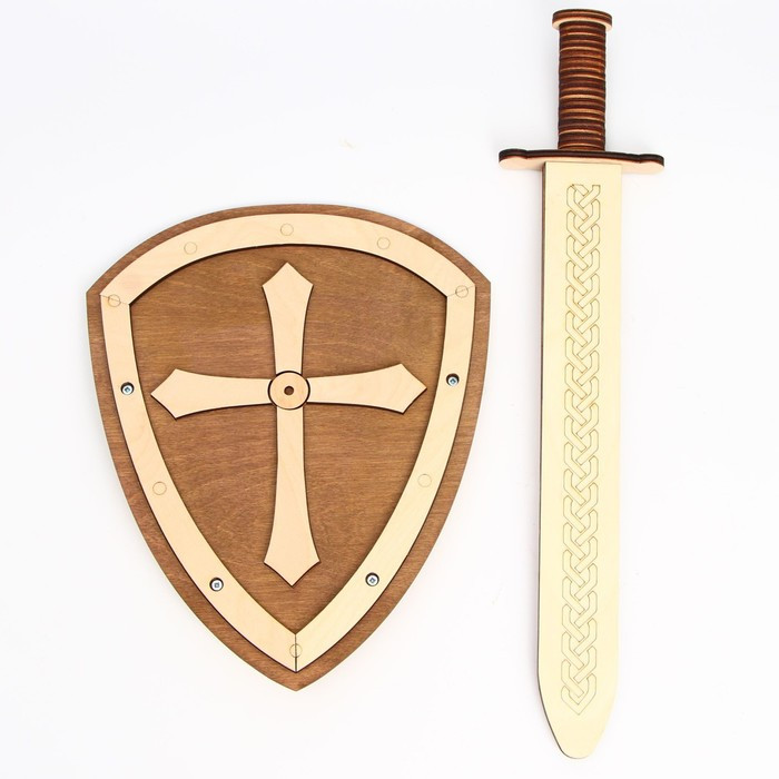 Деревянное оружие «Щит и меч» 24×44,5×5,6 см - фото 1 - id-p199331848