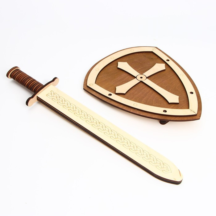Деревянное оружие «Щит и меч» 24×44,5×5,6 см - фото 2 - id-p199331848