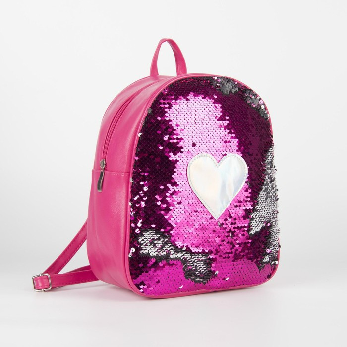 Рюкзак детский с пайетками, отдел на молнии, цвет розовый «Сердце» - фото 3 - id-p203024848