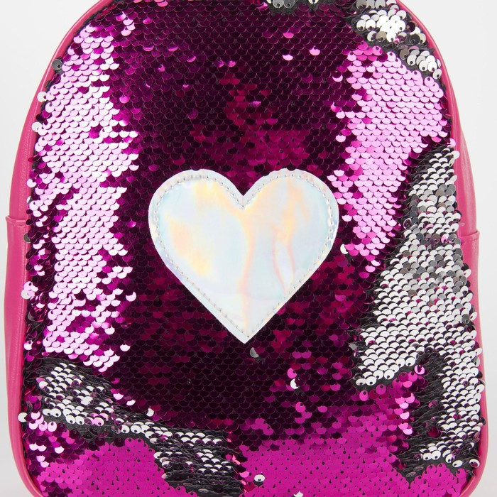 Рюкзак детский с пайетками, отдел на молнии, цвет розовый «Сердце» - фото 6 - id-p203024848