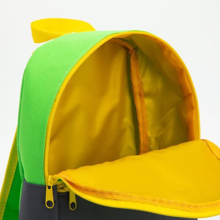 Рюкзак детский на молнии, цвет серый/зелёный - фото 3 - id-p216660942