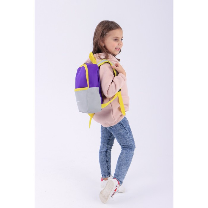 Рюкзак детский на молнии, цвет фиолетовый/серый - фото 7 - id-p216660944