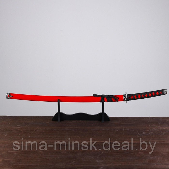 Сувенирное оружие «Катана на подставке», красные ножны, 103см - фото 6 - id-p216658579