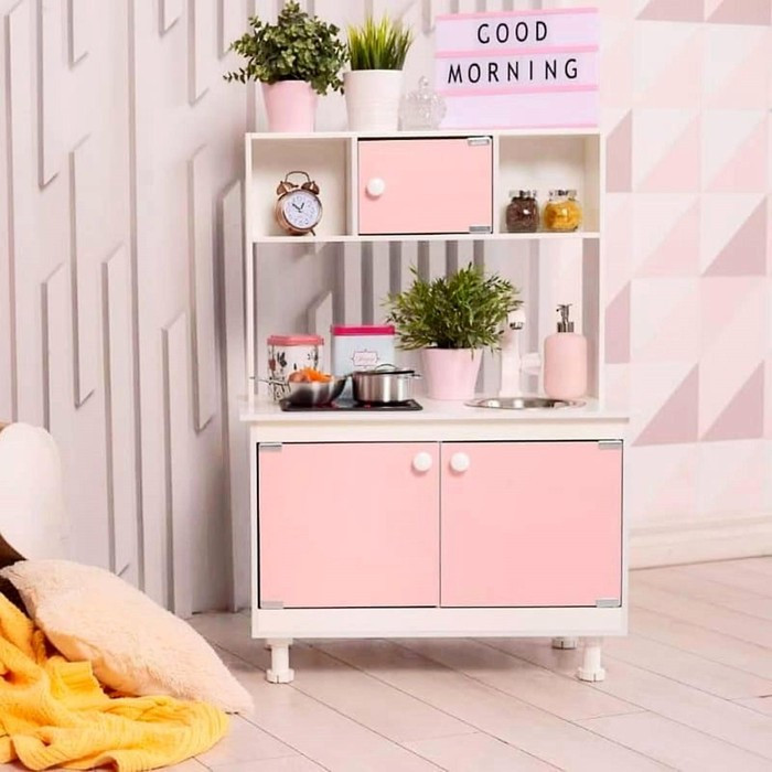Игровая мебель «Детская кухня», интерактивная панель, раковина с водой, цвет розовый - фото 4 - id-p216662193