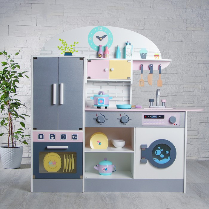 Игровой набор «Кухонный модуль «Счастье»» с деревянной посудой - фото 1 - id-p216662196