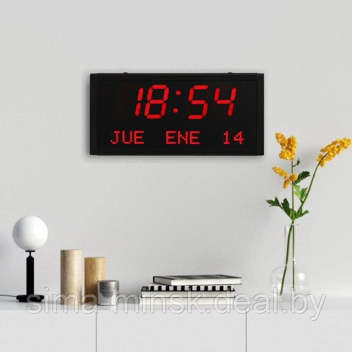 Часы электронные настенные "Соломон", с будильником, 38 х 19 х 5 см, красные цифры - фото 2 - id-p182813640