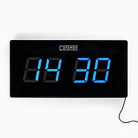 Часы электронные настенные "Элегант", с будильником, 47 х 3 х 23 см, синие цифры