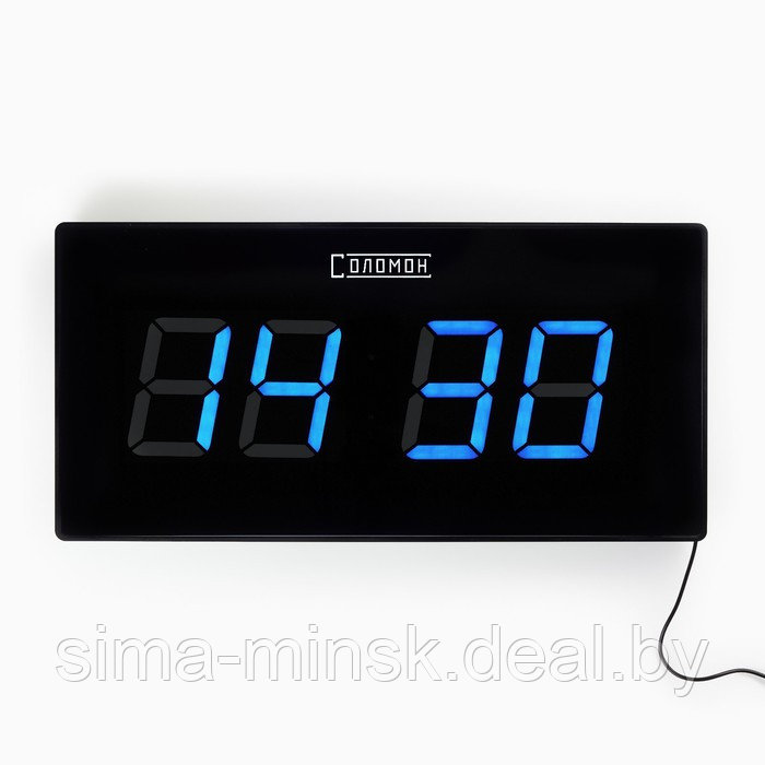 Часы электронные настенные "Элегант", с будильником, 47 х 3 х 23 см, синие цифры - фото 1 - id-p207450558