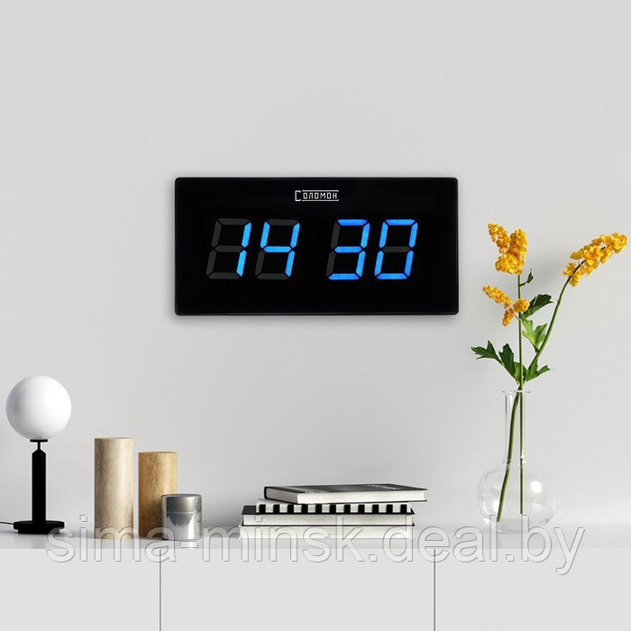 Часы электронные настенные "Элегант", с будильником, 47 х 3 х 23 см, синие цифры - фото 2 - id-p207450558