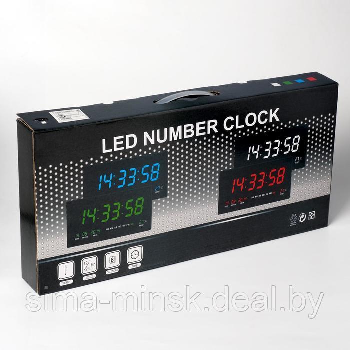 Часы электронные настенные "Элегант", с будильником, 47 х 3 х 23 см, синие цифры - фото 7 - id-p207450558
