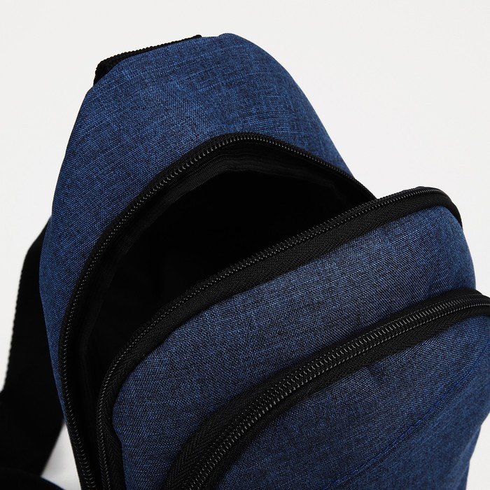 Сумка-слинг, 2 отдела на молниях, наружный карман, цвет синий - фото 4 - id-p192211317