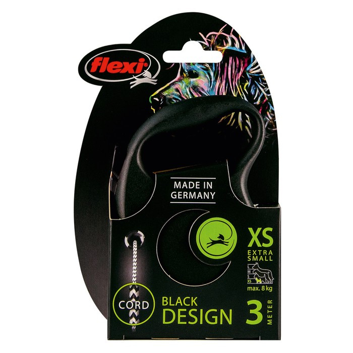 Рулетка Flexi Black Design XS (до 8 кг) 3 м трос, черный/серебро - фото 2 - id-p216659953