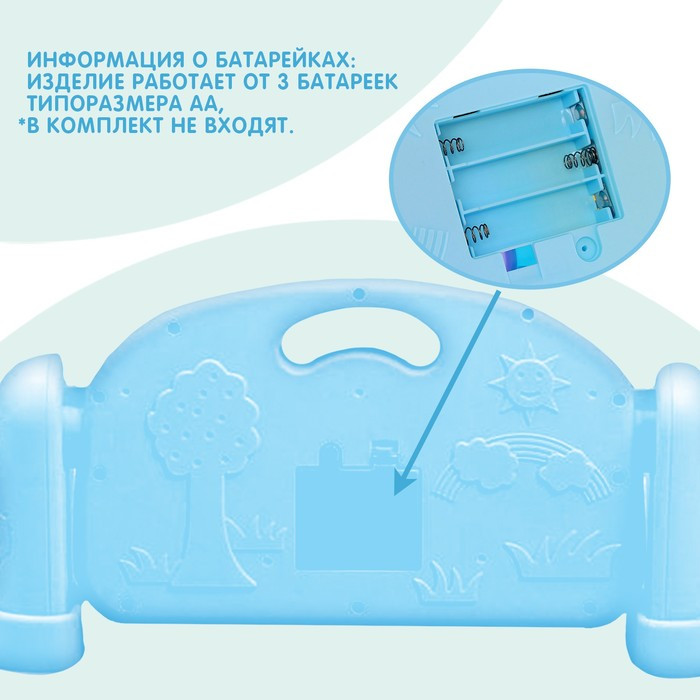Музыкальный развивающий коврик с пианино, русская озвучка, свет, цвет голубой - фото 7 - id-p208566097