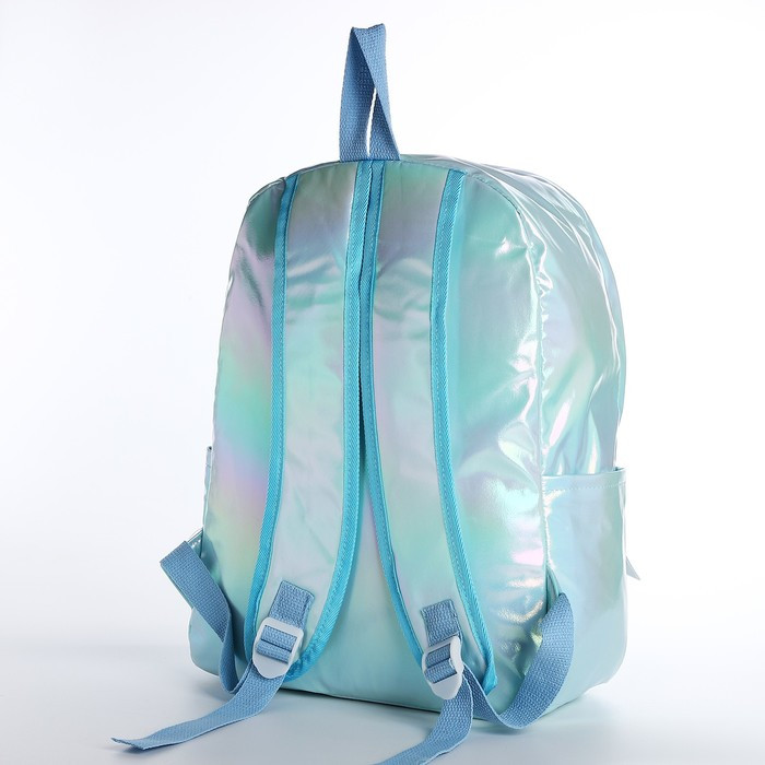 Рюкзак на молнии, наружный карман, 2 боковых кармана, цвет голубой - фото 2 - id-p173685298