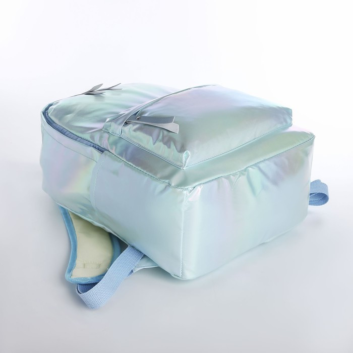 Рюкзак на молнии, наружный карман, 2 боковых кармана, цвет голубой - фото 3 - id-p173685298