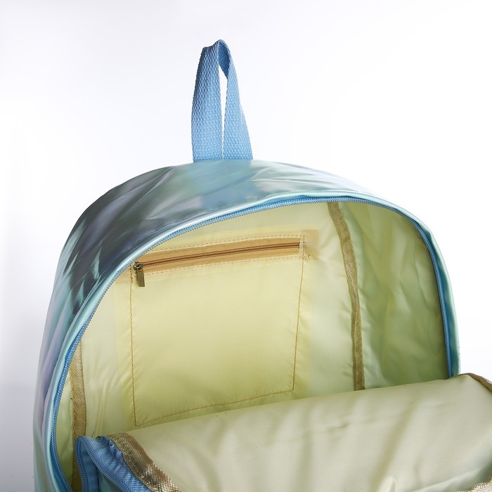 Рюкзак на молнии, наружный карман, 2 боковых кармана, цвет голубой - фото 4 - id-p173685298