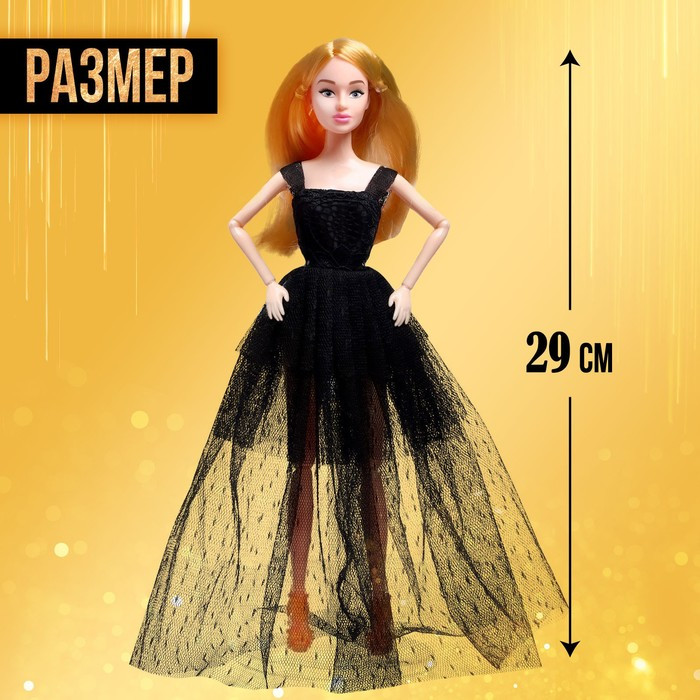 Кукла-модель шарнирная «Ксения - Модный показ» в черном платье - фото 2 - id-p211521559