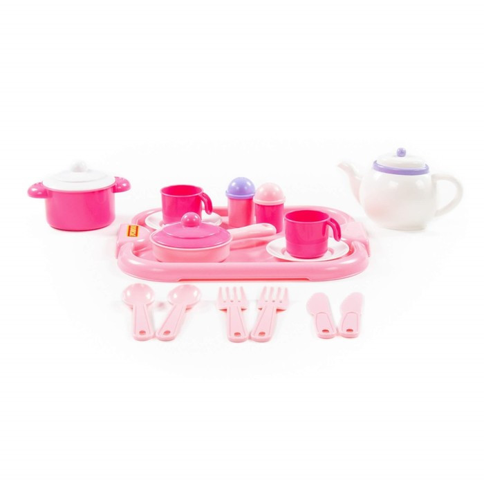 Набор детской посуды «Настенька», с подносом на 2 персоны, 19 элементов - фото 2 - id-p198754336