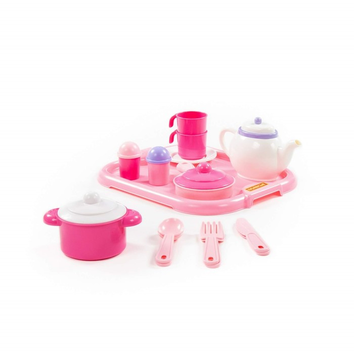 Набор детской посуды «Настенька», с подносом на 2 персоны, 19 элементов - фото 3 - id-p198754336