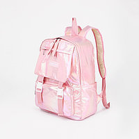 Рюкзак на молнии, 2 наружных кармана, 2 боковых кармана, цвет розовый