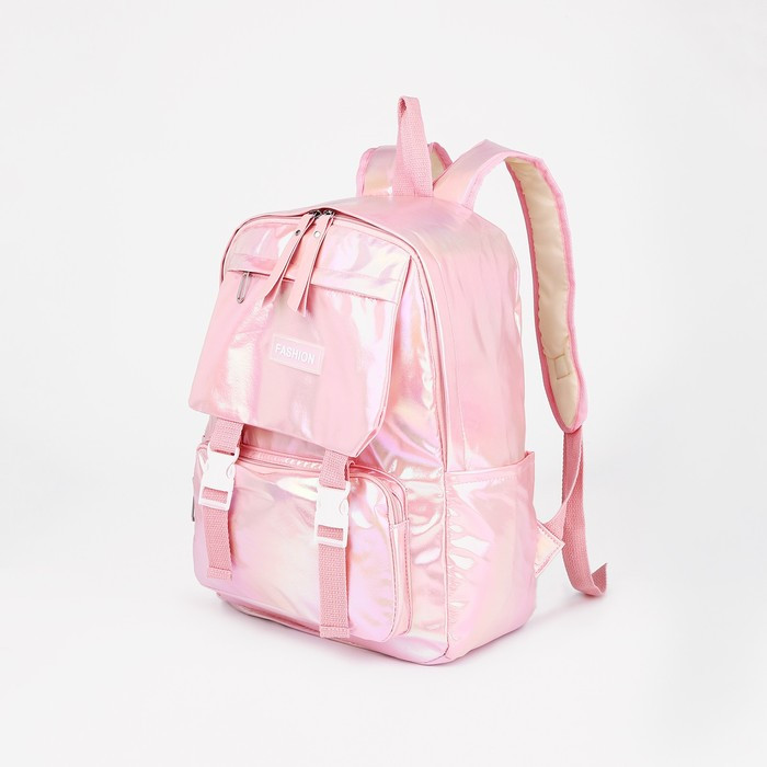 Рюкзак на молнии, 2 наружных кармана, 2 боковых кармана, цвет розовый - фото 1 - id-p173676434