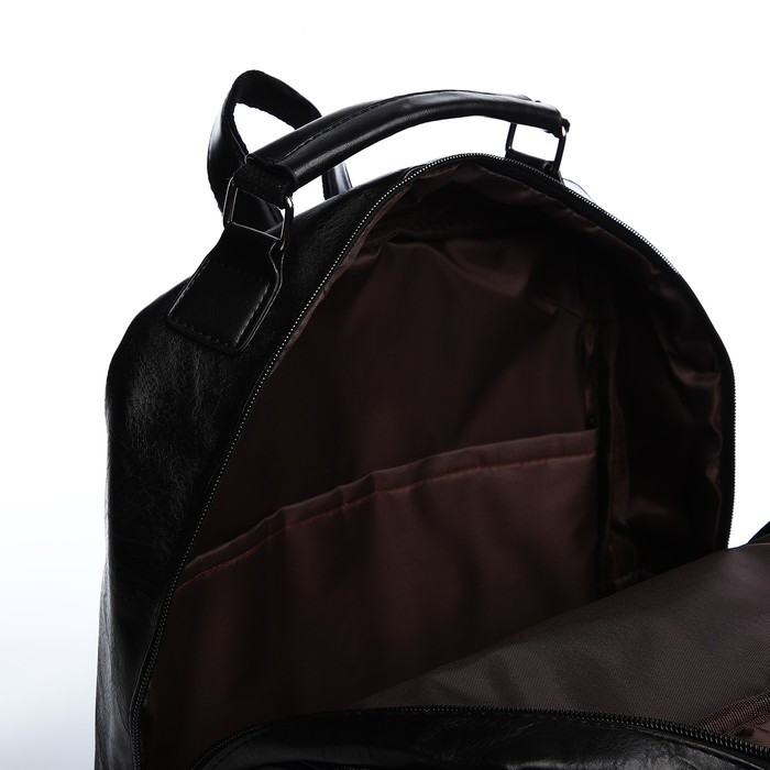 Рюкзак мужской, 30*11*41, отд на молнии, 4 н/кармана, черный - фото 4 - id-p216664469