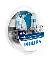 Автомобильная лампа H4 PHILIPS WhiteVision WHV+W5W (комплект 2 шт) 12342WHVSM