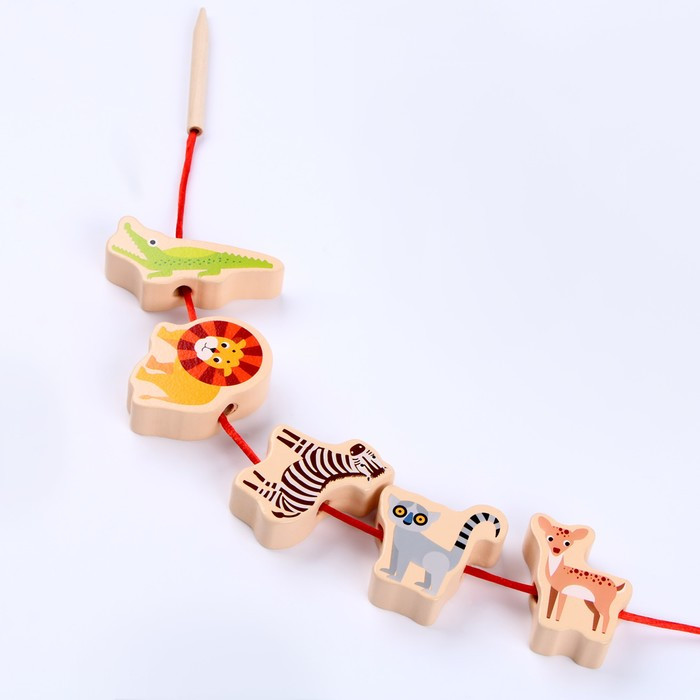 Детская деревянная игрушка 2 в1 балансир + шнуровка "Зверята" 18х9,5х10 см - фото 5 - id-p216660825