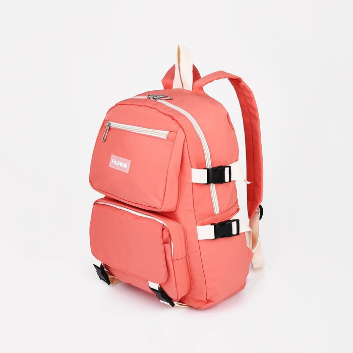 Рюкзак на молнии, 2 наружных кармана, 2 боковых кармана, цвет розовый - фото 1 - id-p173952980