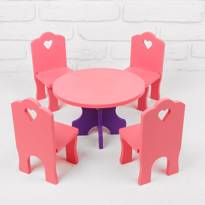 Мебель кукольная «Столик со стульчиками», 5 деталей - фото 1 - id-p210188790