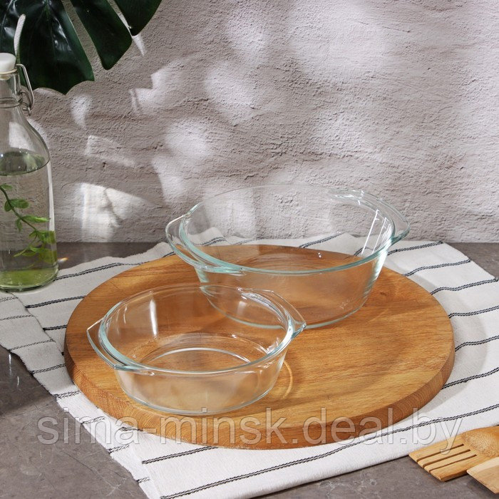Набор кастрюль из жаропрочного стекла для запекания Доляна «Гратен», 3 предмета: 0,7 л, 1 л, 1,5 л, с крышками - фото 6 - id-p203567017