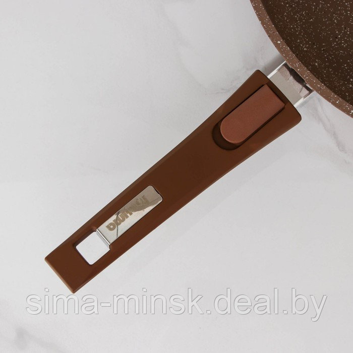 Сковорода «Гранит», d=30 см, съёмная ручка, стеклянная крышка, антипригарное покрытие, цвет коричневый - фото 4 - id-p112766606