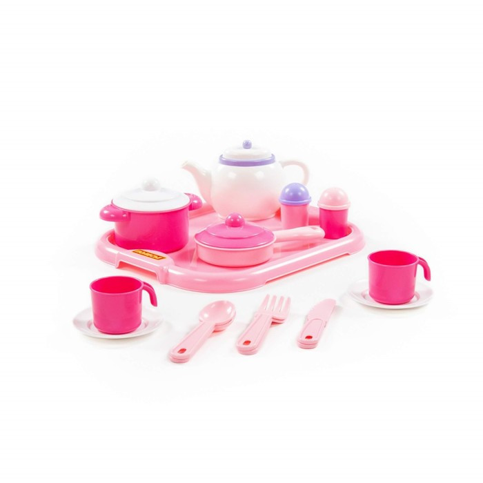 Набор детской посуды «Настенька», с подносом на 2 персоны, 19 элементов - фото 1 - id-p199328757