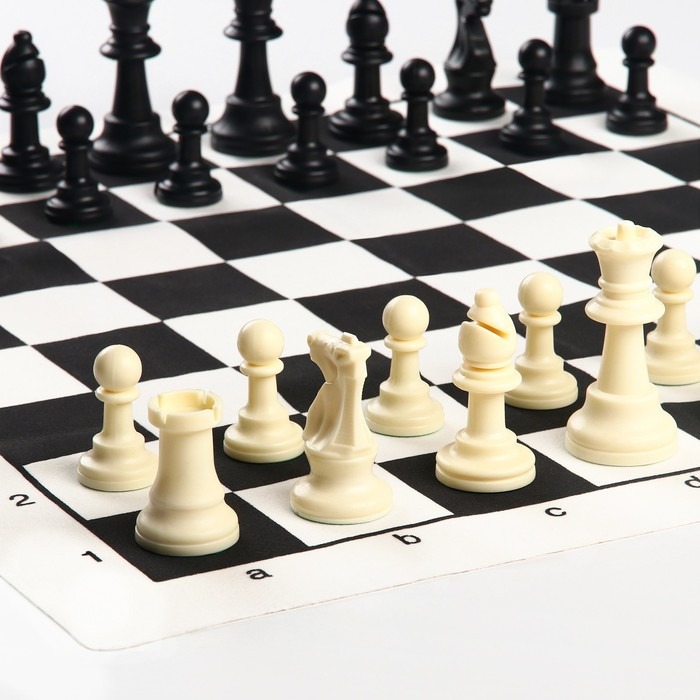 Шахматы в пакете, фигуры (пешка h-4.5 см, ферзь h-7.5 см), поле 50 х 50 см - фото 2 - id-p209791681