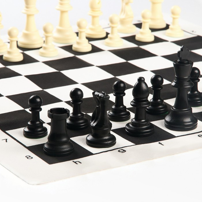 Шахматы в пакете, фигуры (пешка h-4.5 см, ферзь h-7.5 см), поле 50 х 50 см - фото 3 - id-p209791681
