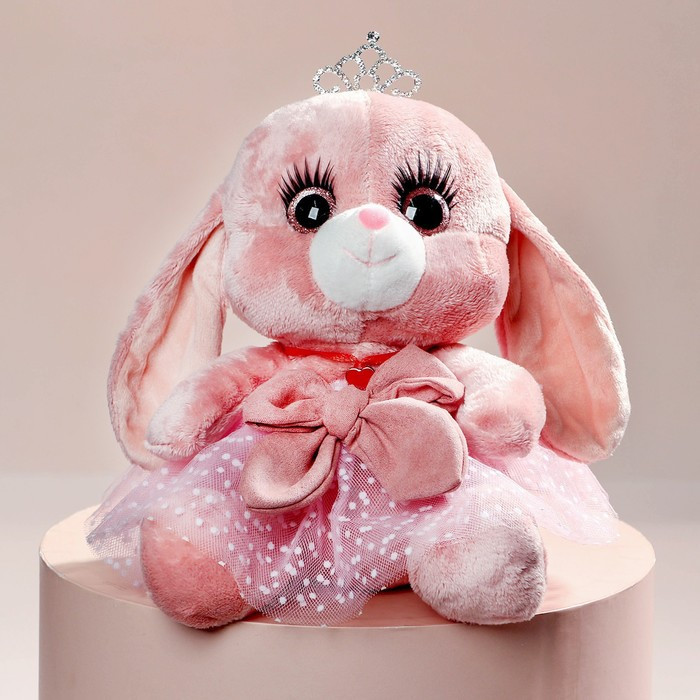 Мягкая игрушка «Зайка Ла-Пу-Ля в платье с короной», цвет розовый, 20 см - фото 3 - id-p199290687