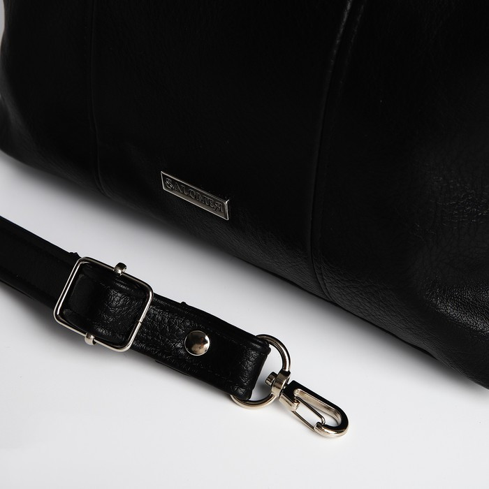 Сумка-тоут "Саломея" на молнии, наружный карман, длинный ремень, цвет чёрный - фото 9 - id-p203561278
