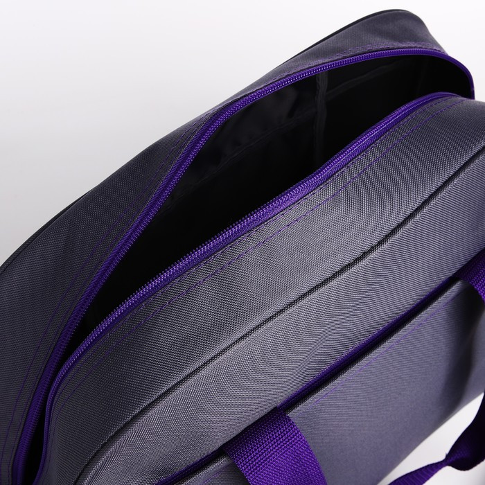 Сумка спортивная на молнии, наружный карман, длинный ремень, цвет серый/фиолетовый - фото 3 - id-p216663312