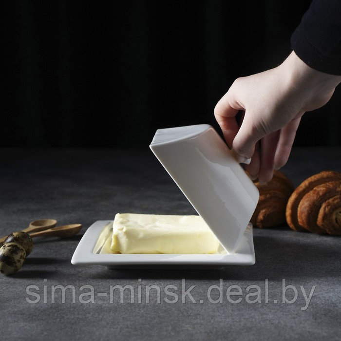 Маслёнка фарфоровая Magistro «Бланш», 16×8 см, цвет белый - фото 4 - id-p216672958