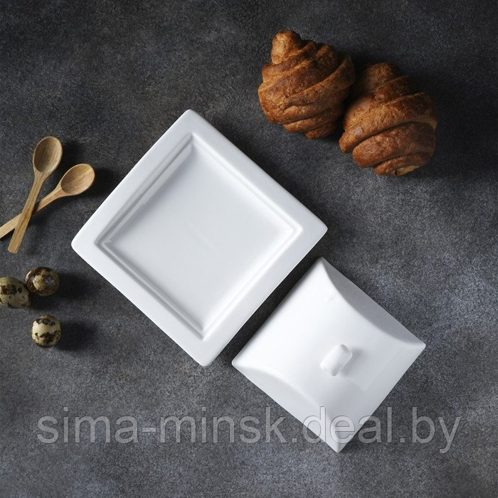 Маслёнка фарфоровая Magistro «Бланш», 16×8 см, цвет белый - фото 5 - id-p216672958