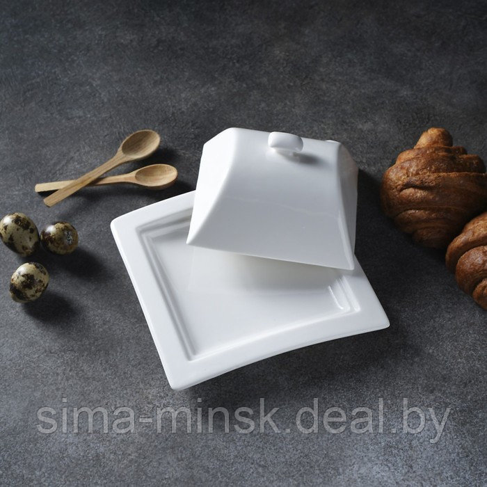 Маслёнка фарфоровая Magistro «Бланш», 16×8 см, цвет белый - фото 6 - id-p216672958